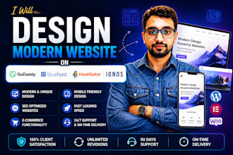 design modern website on godaddy, bluehost, hostgator, and ionos