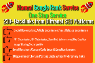 provide all in one manual SEO google rank package