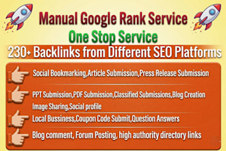 provide all in one manual SEO google rank package