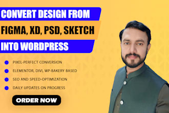 convert PSD to wordpress, HTML, figma to wordpress, xd to wordpress, sketch