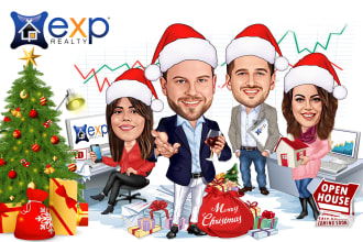 make holiday christmas cartoon caricature for real estate