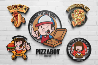 do pizza,burger,sushi,hot dog,cupcake logo for you