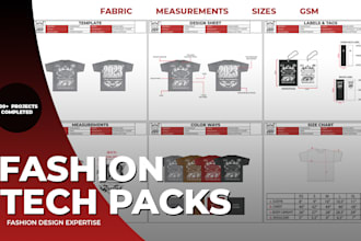 design clothing tech pack and mockups for manufacturing