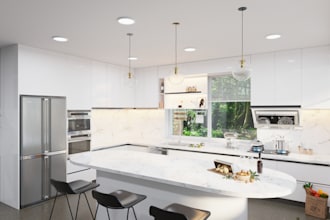 design kitchen cabinet and realistic rendering