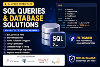 write sql queries, stored procedures, and database solutions