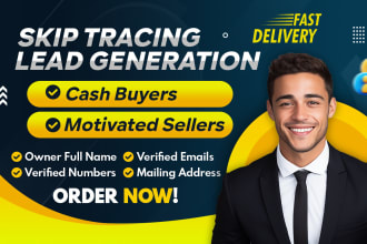 do skip tracing for real estate leads,give motivated seller leads and cash buyer