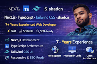 build a professional next js, typescript, shadcn, and tailwind CSS