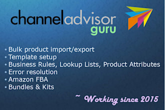 setup rithum channeladvisor, integrate and error resolution