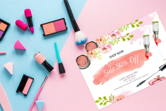 design minimal flyers  for cosmetics brand and beauty store
