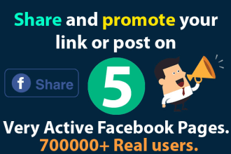 share and promote your link or post on 5 facebook pages