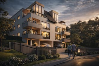 create photorealistic 3d exterior rendering for buildings