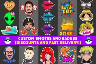 design custom twitch emotes or badges