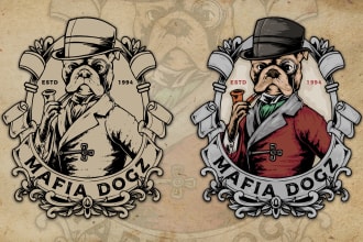 do awesome vintage logo with handdrawn illustration style