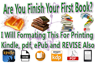 do book formatting for print book, ebook, kindle and epub