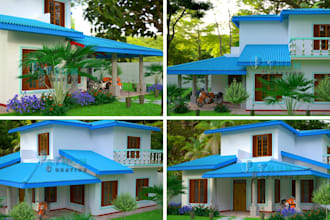 design and render 3d elevation of your house or office