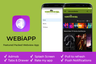 convert website into webview with admob, push notification