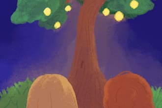draw children illustration in simple crayon style