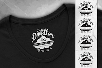design a clothing neck tag, care tag, size label