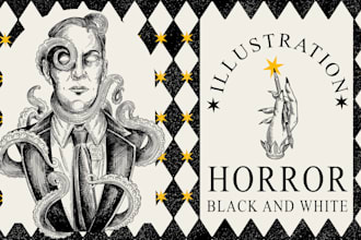 hand drawn horror illustrations in ink