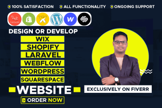 design or develop laravel, wordpress, shopify, wix, webflow, squarespace website