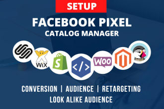 setup or fix facebook pixel events, catalog, conversion