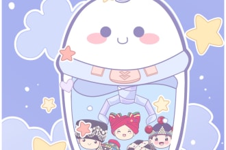 draw you in kawaii cute chibi and anime style