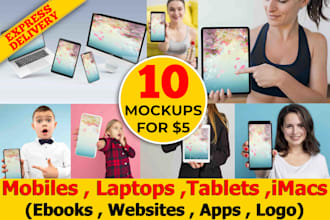 mockup ebook cover website screen app on laptop mac ipad tablet iphone mobile