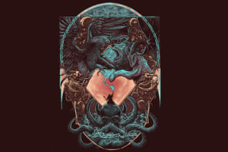 draw fantasy dark art illustration for book cover and album