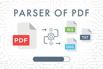 develop a parser of PDF and output as xls, csv or xml
