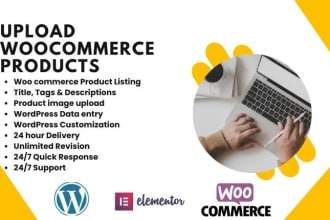 do woo commerce product upload, wordpress data entry