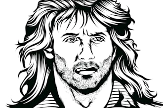 draw black and white vector portrait