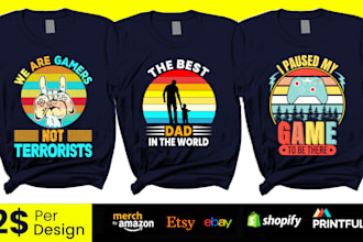 do trendy bulk t shirt design and custom typography t shirt design