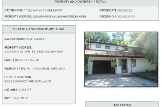 provide property title search and chain of title with document images