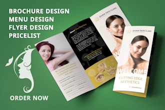 design massage therapy, spa, hair, beauty salon flyer, brochure, menu design