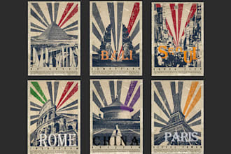 design retro, vintage or artistic travel poster or cover