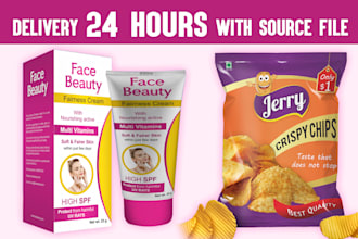 do product packaging design and 3d mockup