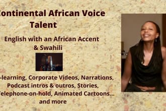 record female african accent,neutral english and swahili