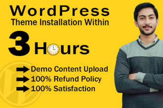 do wordpress theme installation, import demo, setup same like demo within 3hours