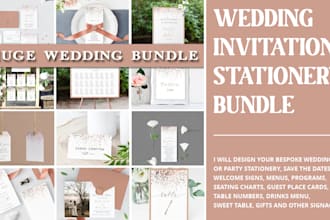 design an amazing wedding party stationery and signs bundle