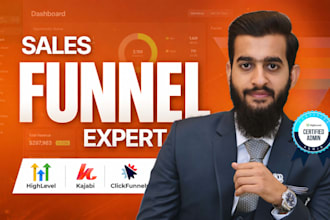 design sales funnels, landing pages in go high level, kajabi, clickfunnels