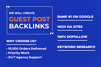 make SEO guest post backlink, high da guest post service, publish article