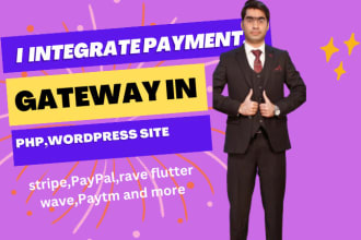 integrate stripe,paypal,rave flutter other gateways wordpress,laravel webste