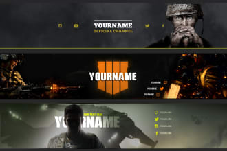 design gaming banner for youtube, twitch, twitter, facebook