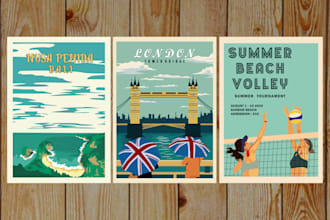 make a vintage or retro poster with an amazing design