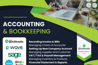 do setup, bookkeeping in quickbooks, wave,  xero