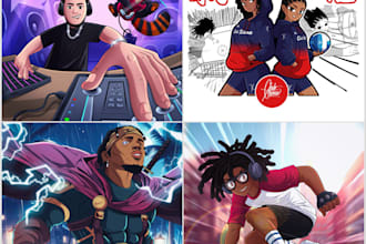 draw you or any character in 2d cartoon, comic, anime or chibi style