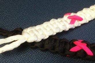make a breast cancer survival paracord key chain or zipper pull for you
