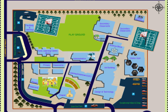 create detailed branded campus arena maps for institutes, schools, parks