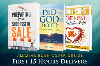 design an eye catching book cover with back and spine