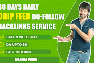 do 30 days of drip feed high authority dofollow SEO backlinks